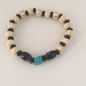 Bone and semi precious stone bracelet